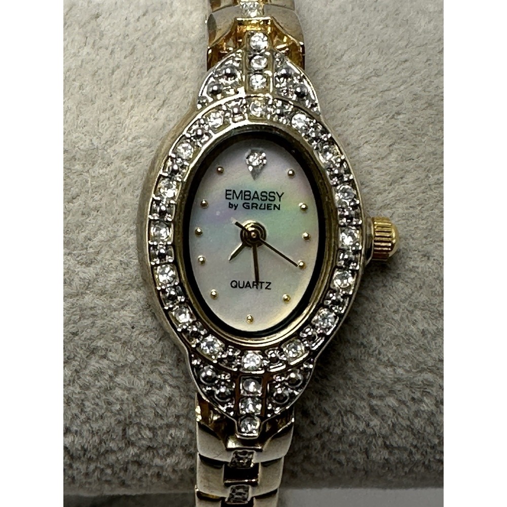 Embassy By Gruen GEM406 New Battery Ladies MOP Watch‎ 18MM 7" K35